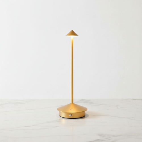 Luminária de Mesa em Led Recarregável Dourada Modelo Vellum