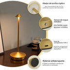 Luminária de Mesa em Led Recarregável Dourada Modelo Vellum