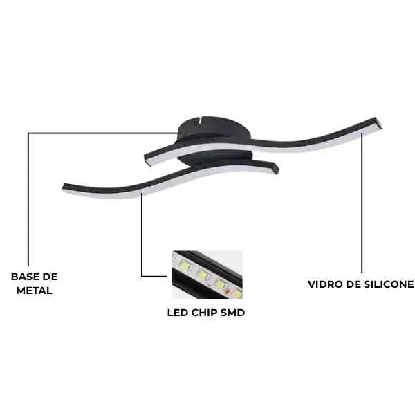 Luminária de Teto para Sala LED Waves