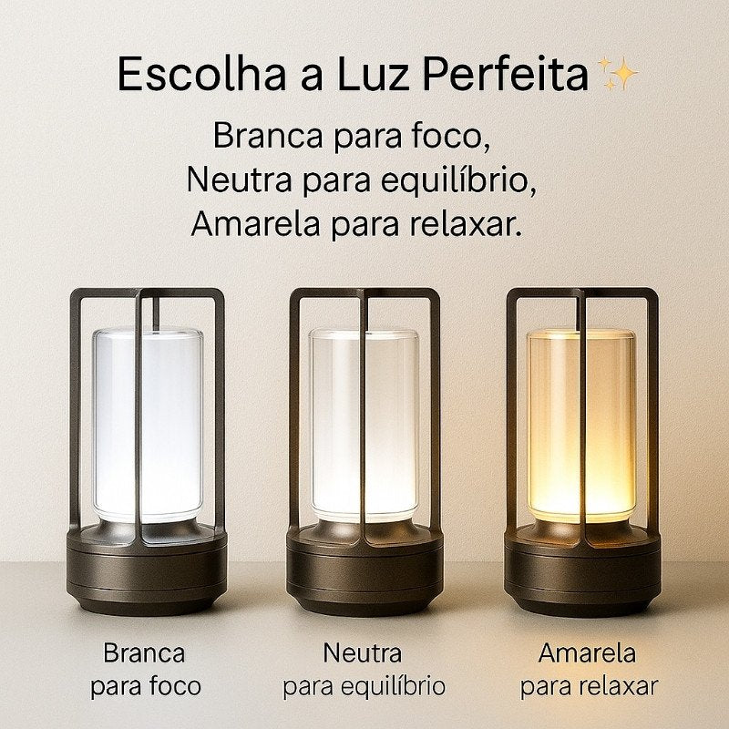 Luminária para Mesa de Estudo Preta LED Eternity